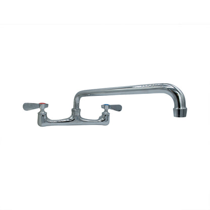 BK Resources BKF-8W-12-G Chrome-Plated Brass Workforce Standard Duty Faucet, 12" Swing Spout, 8" O.C. Splash Mount