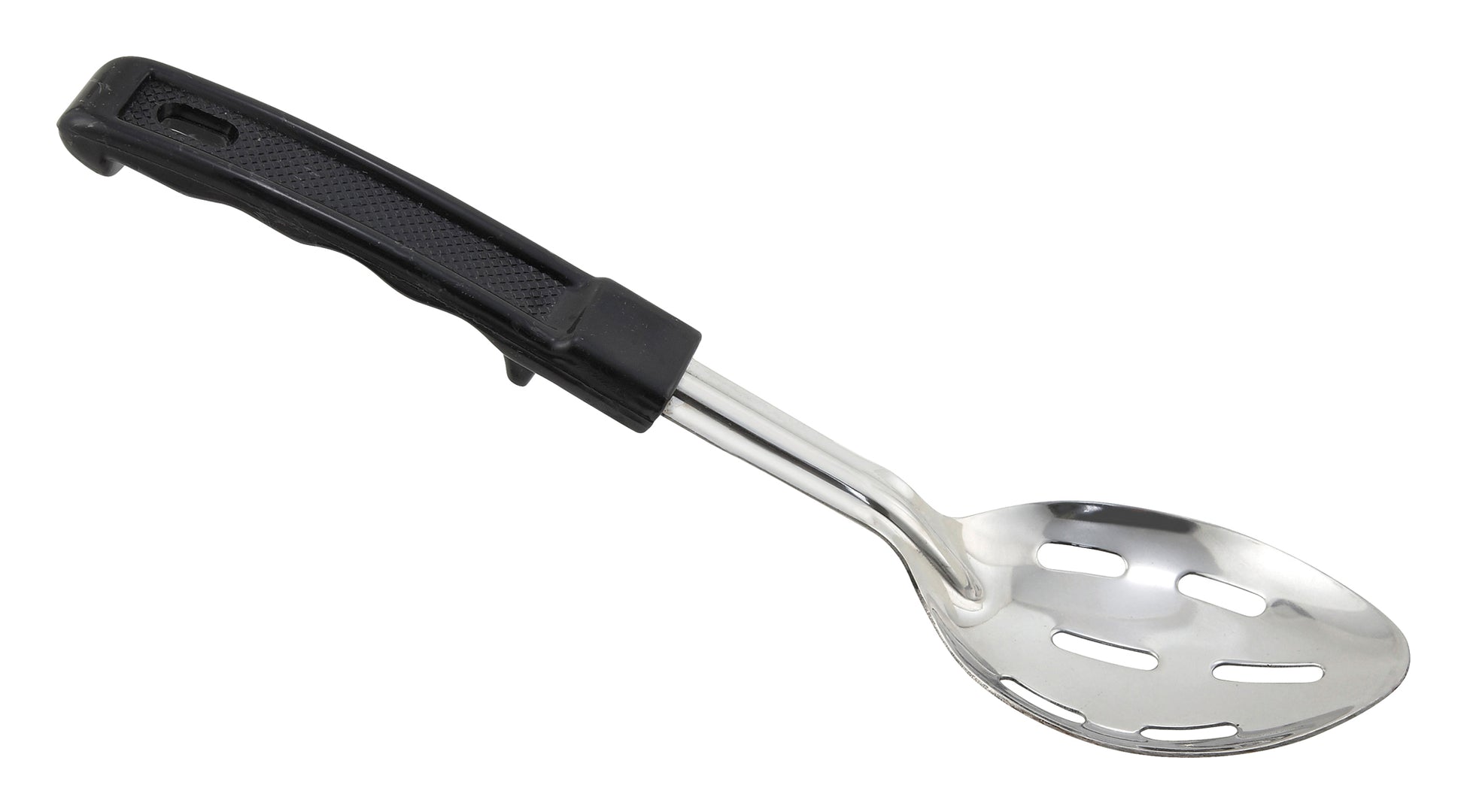 Winco BHSN-11 11" Stainless Steel Slotted Basting Spoon with Plastic Handle
