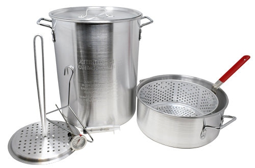 Omcan 47172 30 Qt Turkey Fryer and 10 QT Fish Fryer/Boiler/Steamer Set