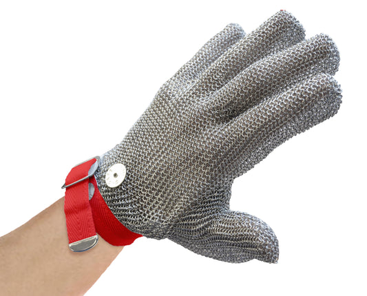 Omcan 13557 Medium Mesh Glove with Red Wrist Strap