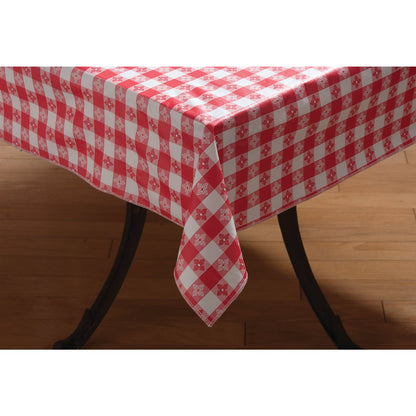 Carlisle 51515252SM001 52" x 52" Red Vinyl Classic Series Checked Tablecloth