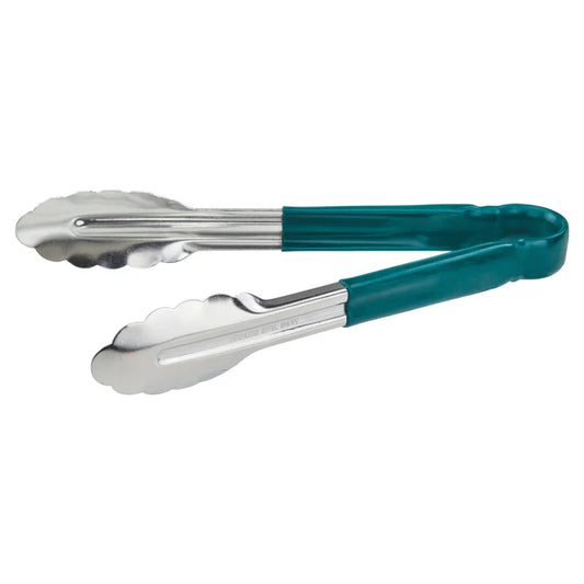 Winco UT-9HP-G 9" Green Stainless Steel Utility Tong