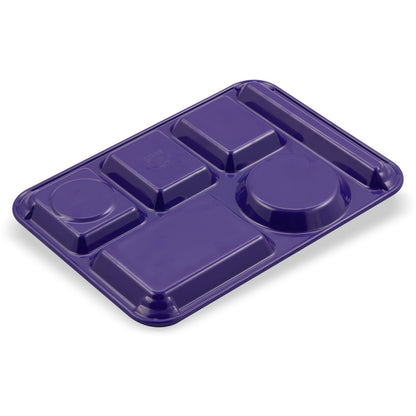 Carlisle 4398087 10" x 14" Purple 6-Compartment Melamine Left-Hand Heavyweight Tray