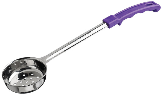 Winco FPP-4P 4 oz. Purple Stainless Steel Perforated Food Portioner, Allergen Free