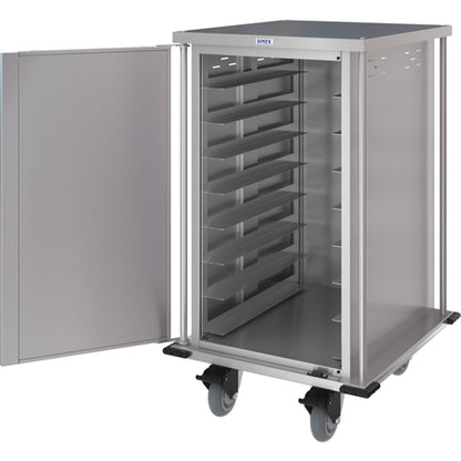 Dinex DXPTQC2T1D16 2 Trays Per Slide 16 Trays Single Door Stainless Steel Dinex Totally Quiet Compact Meal Delivery Cart