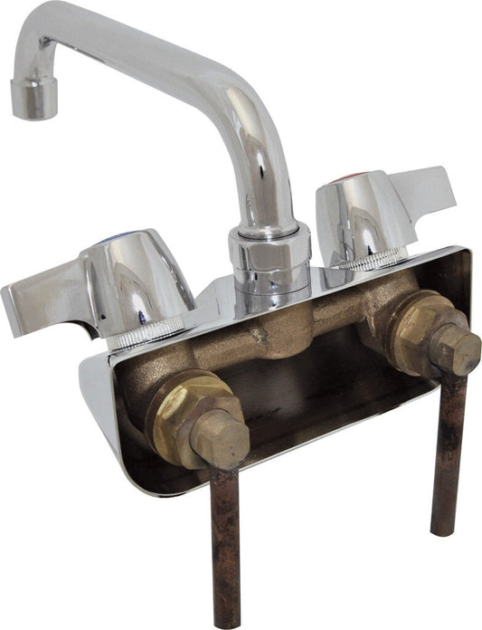 BK Resources BKF-W2-18-G 4" Chrome-Plated Brass O.C. Workforce Shallow Splash Mount Faucet W/18" DJ Swing Spout
