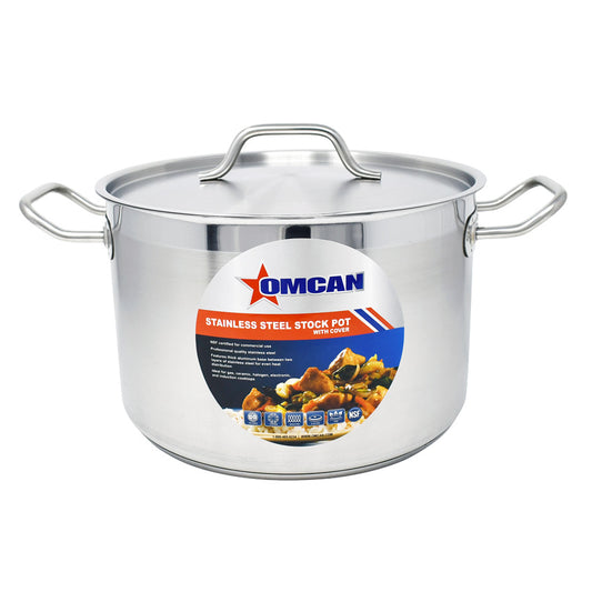 Omcan 80438 12 QT Stainless Steel Stock Pot with Cover