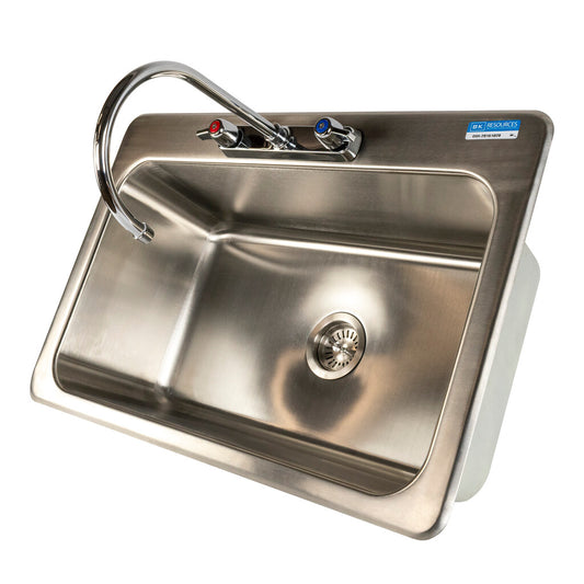 BK Resources DDI-28161028-P-G One Compartment Stainless Steel Drop-In Sink 28L x 16W x 10D w/ Faucet