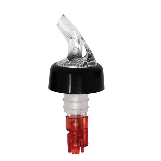Omcan 80881 1 oz Clear Spout / Red Tail Measured Liquor Pourer with Collar