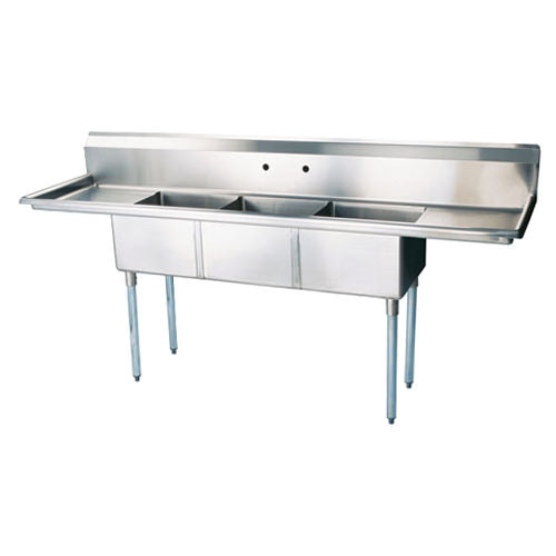 Thorinox TTS-1818-RL18 Triple Sink with Left and Right Drainboard