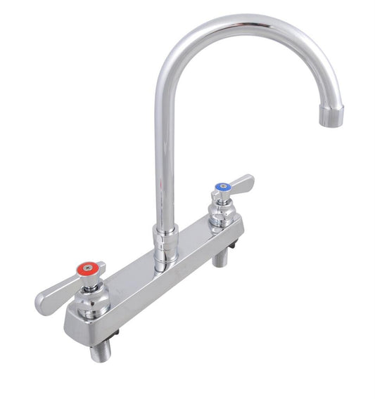 BK Resources BKF-8DM-3G-G 8" Chrome-Plated Brass O.C. Optiflow Deck Mount Faucet W/3.5" Gooseneck Spout