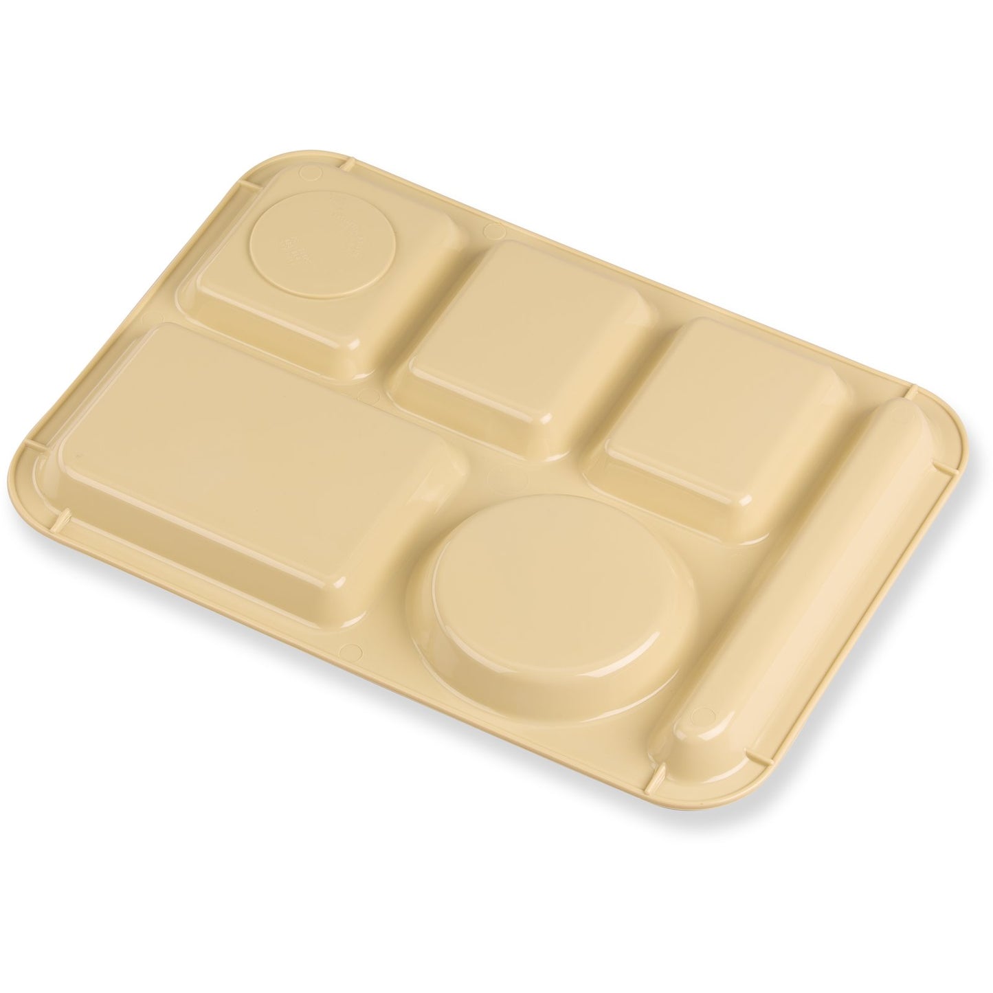 Carlisle P61425 10" x 14" Tan 6-Compartment Polypropylene Left-Hand Tray