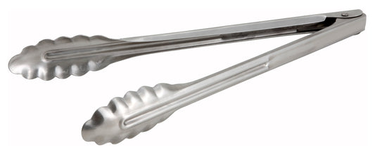 Winco UT-12 12" Stainless Steel Utility Tong, Heavyweight