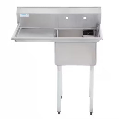 Bishop S1C181811-18L 18"x18" Single Compartment Sink with Left Drainboard