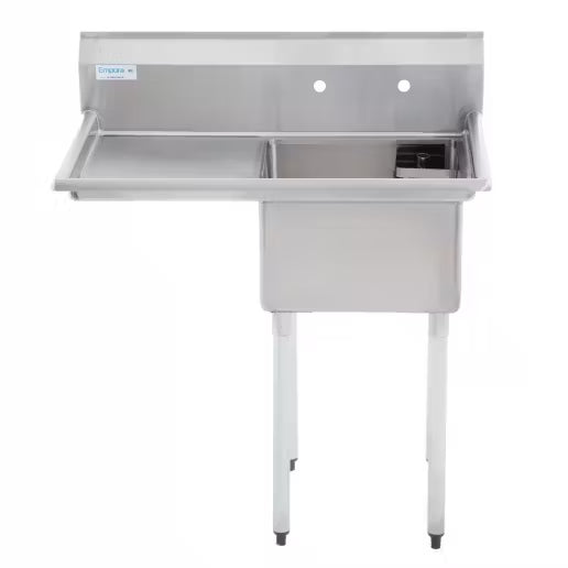 Bishop S1C181811-18L 18"x18" Single Compartment Sink with Left Drainboard