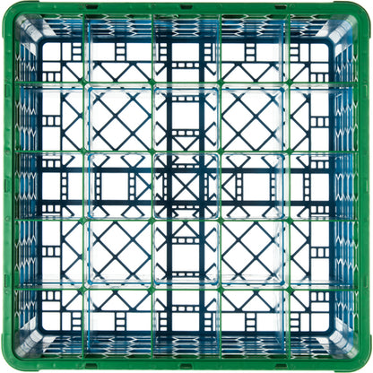 Carlisle RG25-3C413 Green-Carlisle Blue 25-Compartment Polypropylene OptiClean Divided Glass Rack with 3 Extenders 8.72"