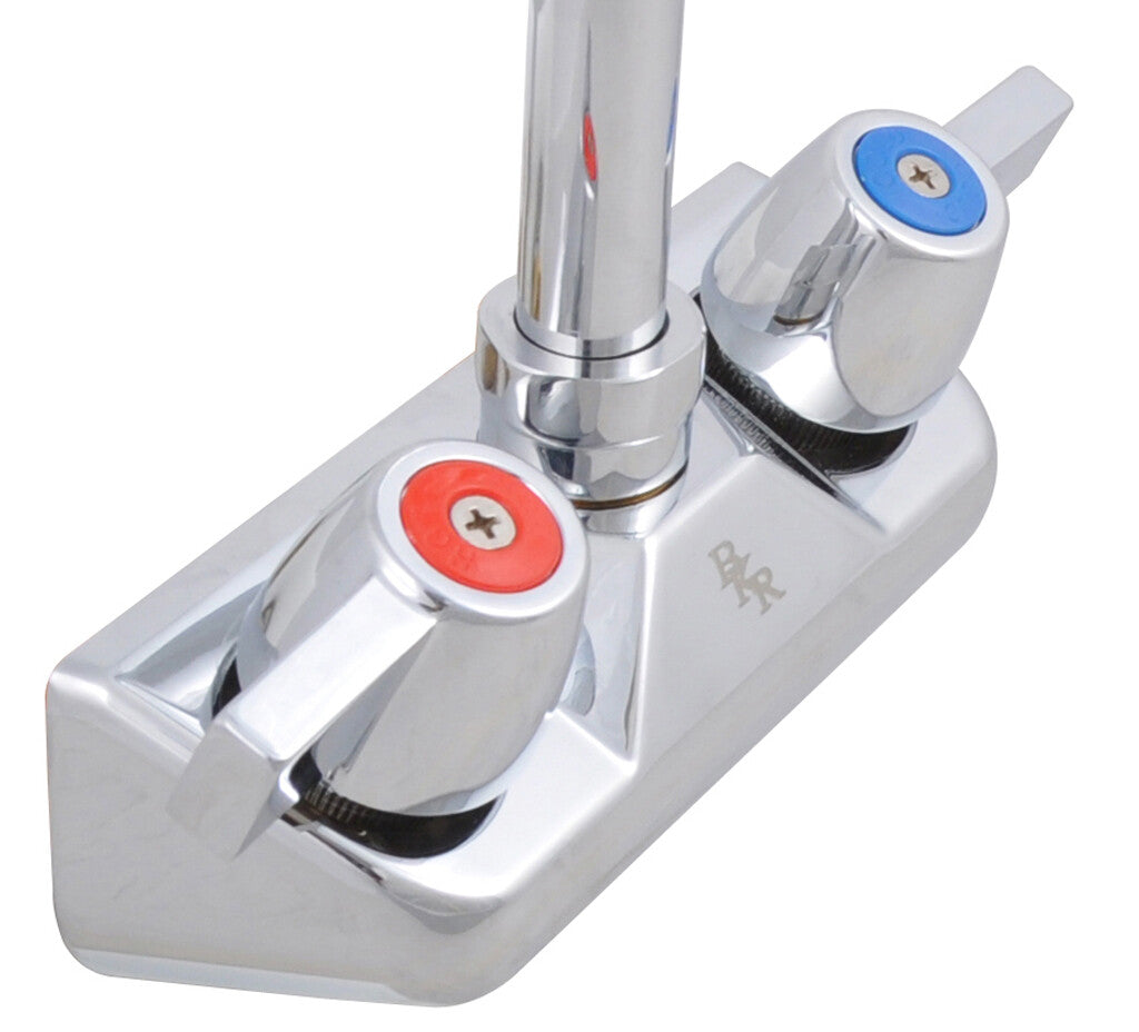 BK Resources BKF-W-XX-G 4" Chrome-Plated Brass O.C. Workforce Splash Mount Faucet W/Out Spout