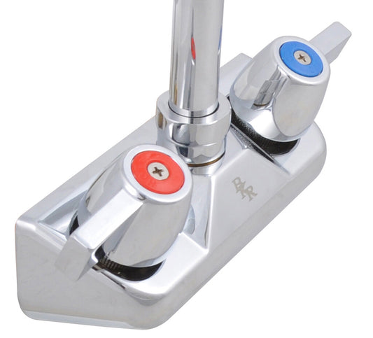 BK Resources BKF-W-XX-G 4" Chrome-Plated Brass O.C. Workforce Splash Mount Faucet W/Out Spout