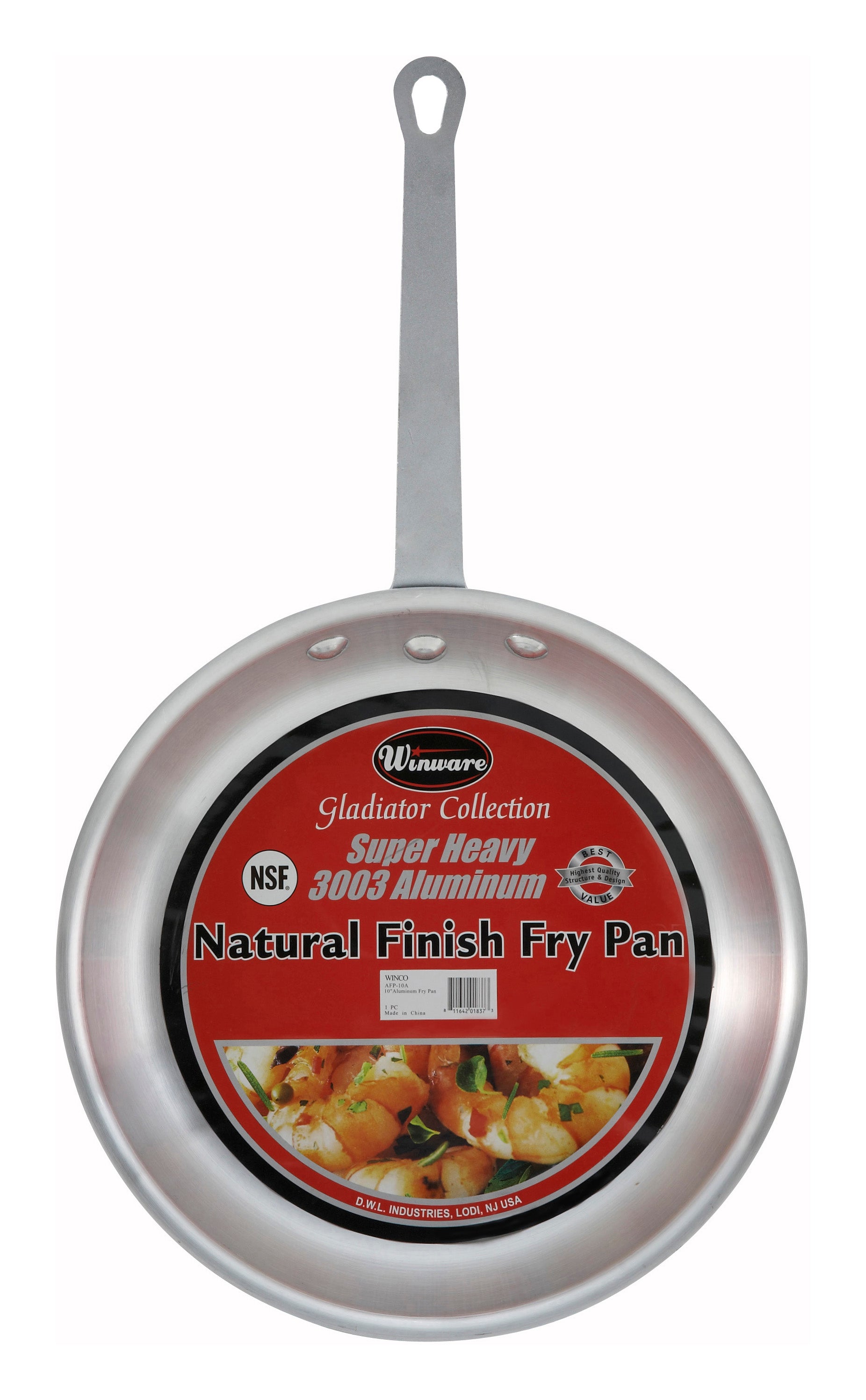 Winco AFP-7A 7" Natural Finish Aluminum Gladiator Fry Pan