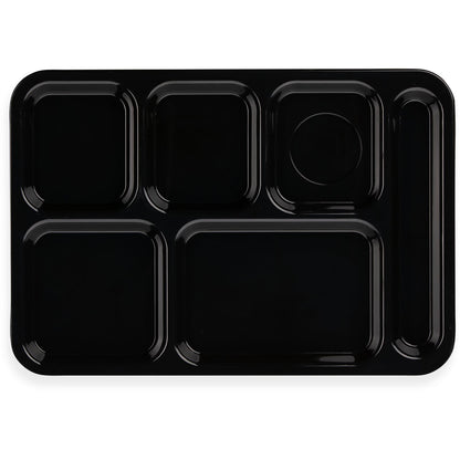Carlisle 614R03 10" x 14" Black 6-Compartment ABS Right-Hand Tray