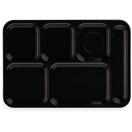 Carlisle 614R03 10" x 14" Black 6-Compartment ABS Right-Hand Tray