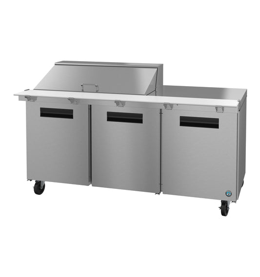 Hoshizaki SR72B-18M Three Section Stainless Doors Mega Top Prep Table Refrigerator