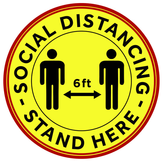 Winco PFD-12Y 12" Anti-slip Social Distancing Floor Decal (10pcs/pk)