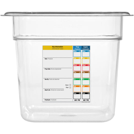 Carlisle 30685IMLUC07 1/6 Size Clear Polycarbonate StorPlus PermaLabel Food Pan with Integrated Label, 6" Deep