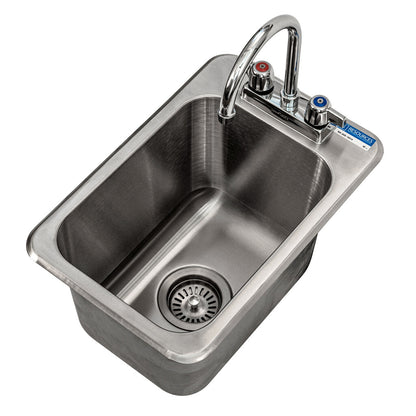 BK Resources BK-DIS-1014-10-P-G One Compartment Stainless Steel Drop-In Sink 14L x 10Wx 10D Bowls w/ Faucet