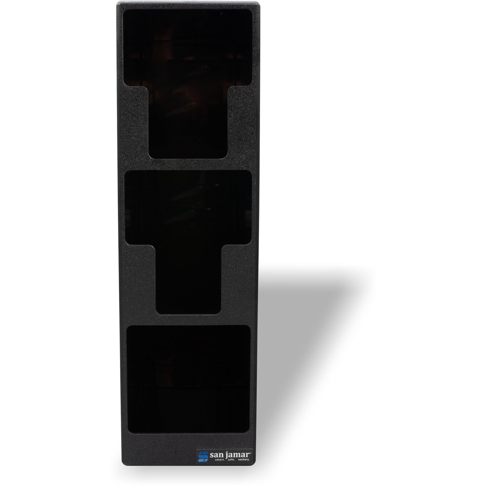 San Jamar L2202 20.25" x 7.25" x 15.25" Black 3-Slot Lid and Straw Tower
