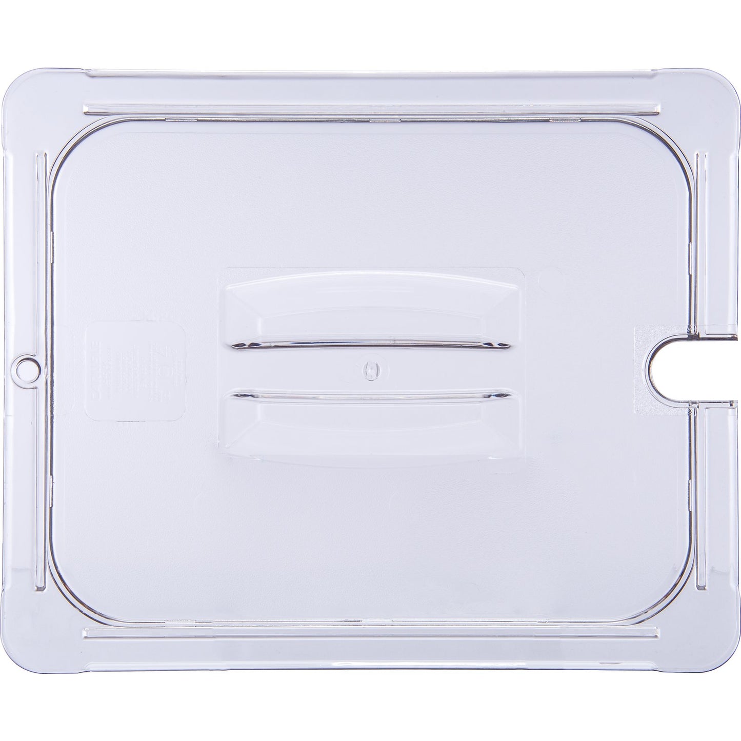 Carlisle 10231U07 1/2 Size Clear Polycarbonate StorPlus Notched Handled Universal Lid