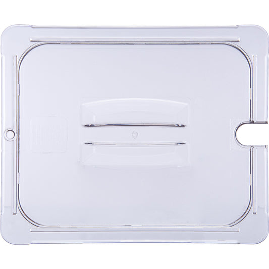 Carlisle 10231U07 1/2 Size Clear Polycarbonate StorPlus Notched Handled Universal Lid