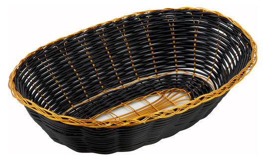 Winco PWBK-9V Black/Gold Poly Woven Baskets