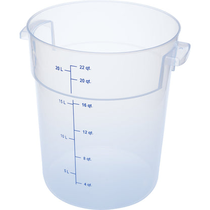 Carlisle 1096930 22 Qt Clear Round Polypropylene StorPlus Food Storage Container
