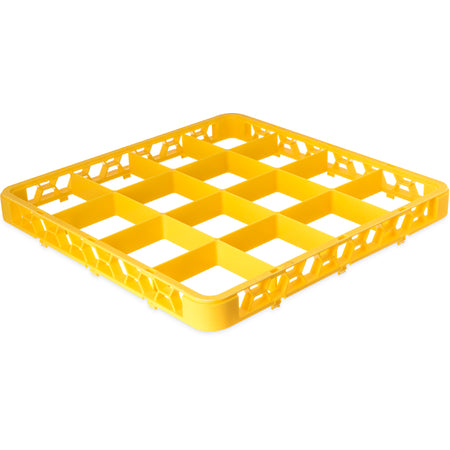 Carlisle RE16C04 Yellow 16-Compartment Polypropylene OptiClean Divided Glass Rack Extender 1.78"