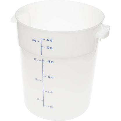 Carlisle 1097902 22 Qt White Round Polyethylene StorPlus Food Storage Container