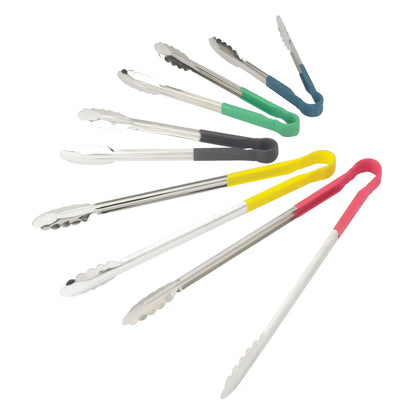 Winco UTPH-12Y 12" Yellow Stainless Steel Utility Tong, Polypropylene Handle