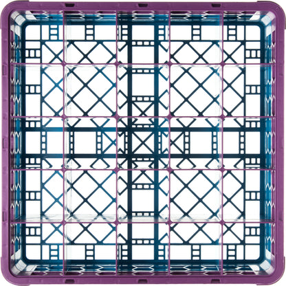Carlisle RG25-1C414 Lavender-Carlisle Blue 25-Compartment Polypropylene OptiClean Divided Glass Rack with 1 Extender 5.56"