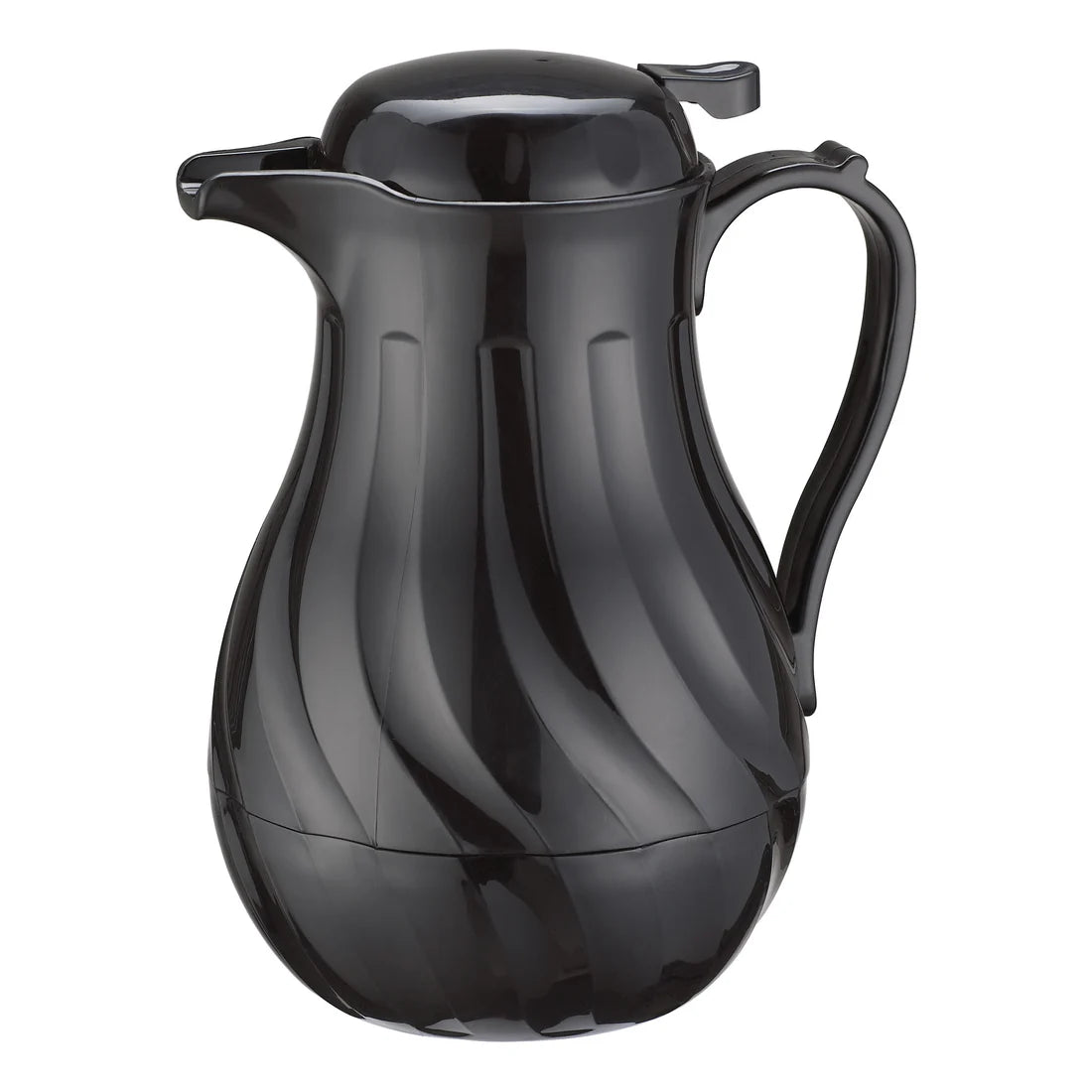 Winco VSW-42K 42 oz. Black Swirl Push Button Insulated Beverage Server