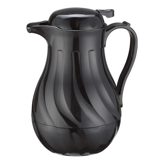 Winco VSW-42K 42 oz. Black Swirl Push Button Insulated Beverage Server