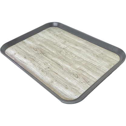 Carlisle DXSMC1418NSW44 14" x 18" Graphite Grey Glasteel Woodgrain Non-Skid Tray
