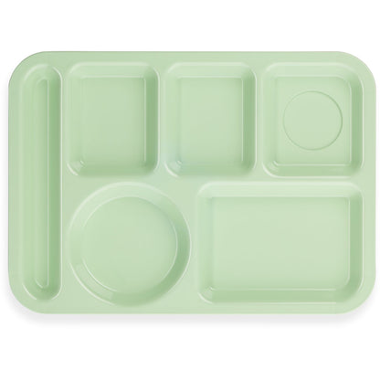 Carlisle 61409 10" x 14" Green 6-Compartment ABS Left-Hand Tray