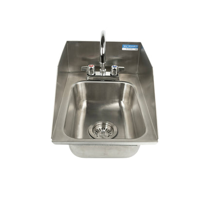BK Resources DDI-1014524S One Compartment Stainless Steel Drop-In Sink w/Side Splashes 14L x 10W x 5D Bowls