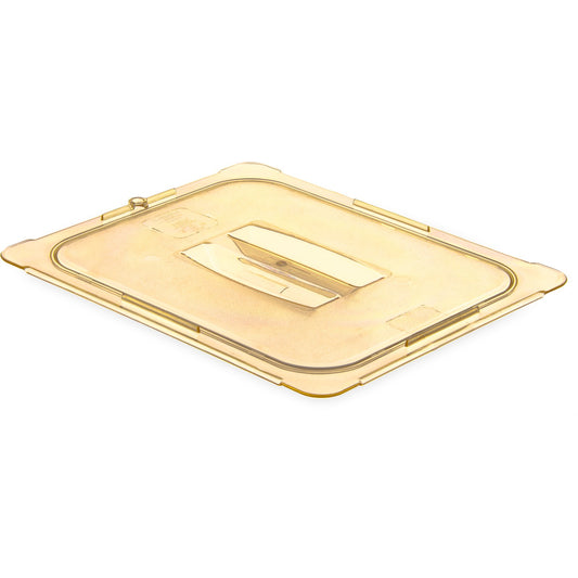 Carlisle 10430U13 1/2 Size Amber High Heat Plastic StorPlus Handled Universal Food Pan Lid