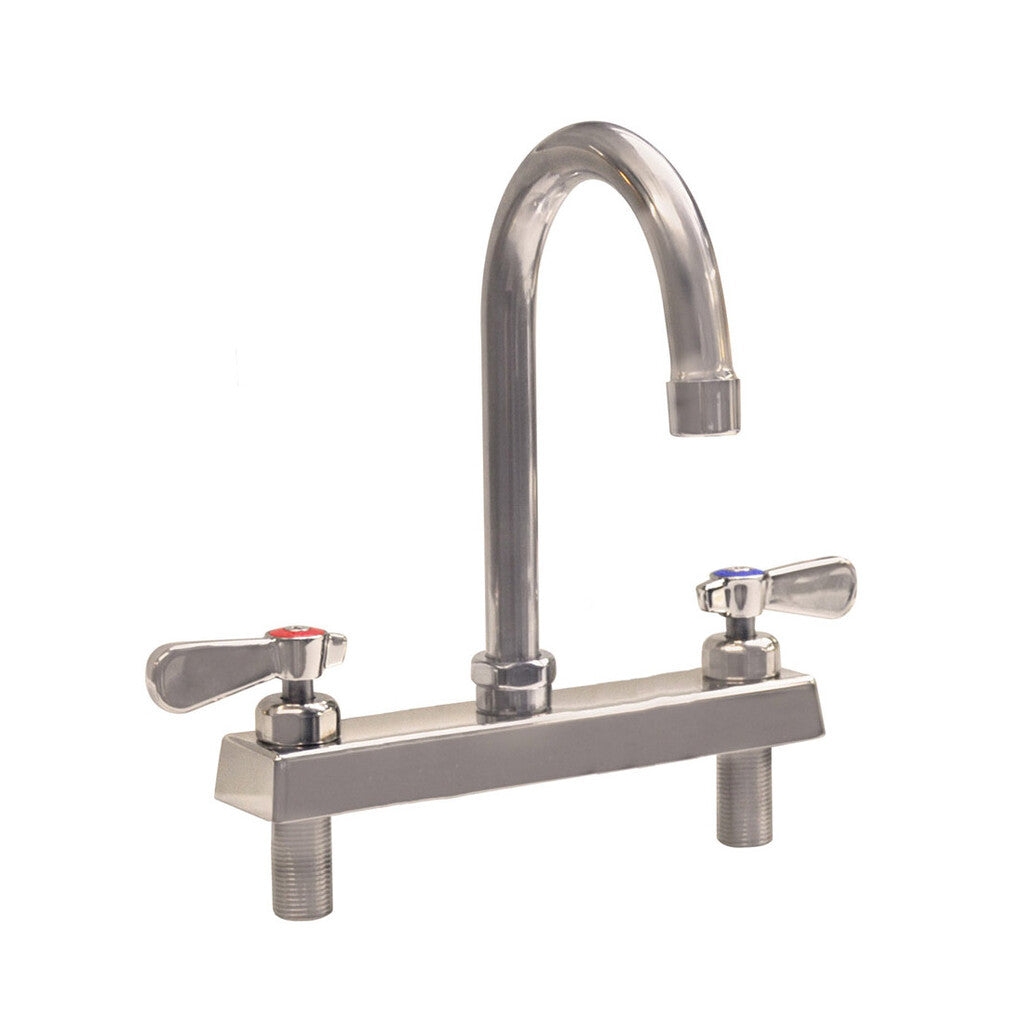 BK Resources EVO-8DM-8G Stainless Steel Evolution 8" Deck Mount Faucet, 8" Gooseneck Spout