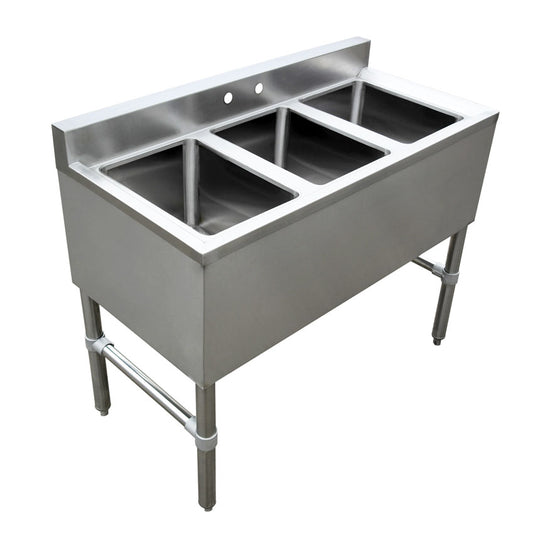Omcan 44601 3-Compartment Under Bar Sink with No Drain Board