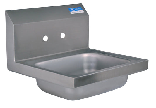 BK Resources BKHS-W-1410 Stainless Steel Hand Sink, 2 Holes, 1-7/8" Drain, 14”x10”x5”