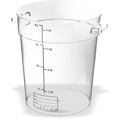 Carlisle 1076407 4 Qt Clear Round Polycarbonate StorPlus Food Storage Container