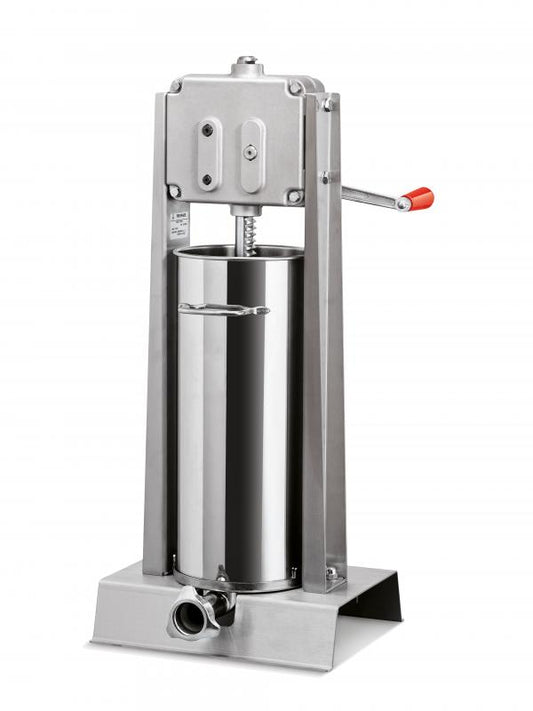Omcan 13727 30 lb. capacity Manual All Stainless Steel Elite Series Vertical Two-Speed Gear-Driven Sausage Stuffer