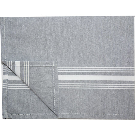 Snap Drape 54251822NH014 18" x 22" Black 50% Spun Polyester/50% Filament Chambray Striped Napkin